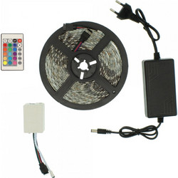 Αδιάβροχη Led Ταινία 12V 5m με Τηλεχειριστήριο και Τροφοδοτικό RGB IP65 RZ-0014