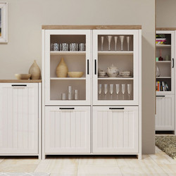Bιτρίνα VERNE Δίφυλλη 114.8x37.2x153cm Λευκό-Φυσικός Δρυς