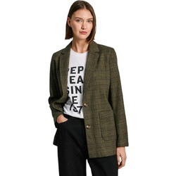Pepe Jeans Daisy Γυναικείο Σακάκι Μακρύ Υφασμάτινο Καρό Χακί PL402476-677