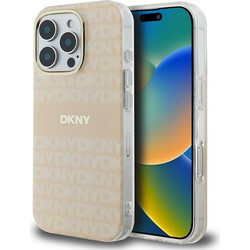 DKNY Repeat Texture Pattern With Stripe Back Cover Pink (iPhone 16 Pro Max)