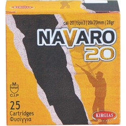 Kirgias Navaro 20 Φυσίγγια Συγκέντρωσης 20Cal 70mm 28gr 25τμχ