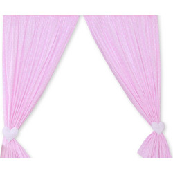Κουρτίνες Βρεφικού Δωματίου με Τρέσα - Hanging Hearts white dots on pink