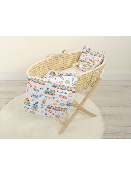 Duvet with pillow Teddy - 2pcs set - turquoise train