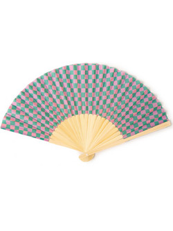 Βεντάλια μπαμπού (bamboo) Out Of The Blue δίχρωμη 37x21 εκ. 1 τεμ. Πράσινο & Μωβ