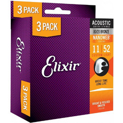 Elixir 16538 Χορδές Ακουστικής Κιθάρας 11-52 Σετ