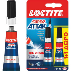 LOCTITE SUPER ATTAK ΚΟΛΛΑ ΣΤΙΓΜΗΣ ΡΕΥΣΤΗ 3GR 1+1 ΔΩΡΟ