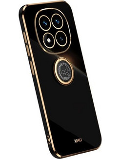 XINLI Θήκη Σιλικόνης Electroplating TPU με Δαχτυλίδι Στήριξης για Xiaomi Redmi Note 14 Pro 5G / Poco X7 5G - Μαύρο