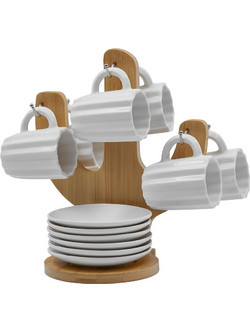 CACTUS ΚΟΥΠΑ ESPRESSO ΣΕΤ 6 ΤΜΧ ΠΟΡΣΕΛΑΝΗ BAMBOO ΛΕΥΚΟ ΦΥΣΙΚΟ 17x11 5xH21 5cm c492454
