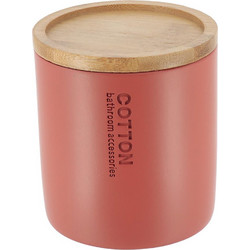 Δοχείο polyresin terracota με καπάκι bamboo 13x20cm