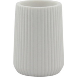 karvounis Ποτηράκι Μπάνιου Polyresin Ραβδωτή Λευκή 8,38,3x11cm BR21-903 BR21-903