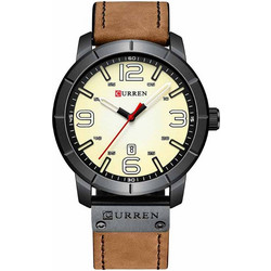 Curren Ανδρικό Ρολόι με Καφέ Δερμάτινο Λουράκι 8327 Brown/White