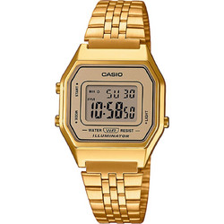 Casio Vintage Ψηφιακό Ανδρικό Ρολόι Χρονογράφος με Χρυσό Μεταλλικό Μπρασελέ LA-680WEGA-9ER