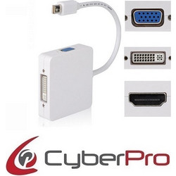 CYBERPRO CP-MD3X10 Converter Mini Display Port male to DVI-I,VGA,HDMI Female