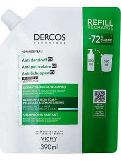 Vichy Dercos Anti-Dandruff DS Refill Σαμπουάν κατά της Ξηροδερμίας & της Πιτυρίδας για Λιπαρά Μαλλιά 390ml
