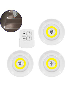 79044 Φωτιστικά Νυκτός Μπαταρίας LED COB 6W 600lm με Timer & Ασύρματο Χειριστήριο RF - ΣΕΤ 3 Τεμαχίων Ψυχρό Λευκό 6000K
