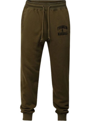 Franklin & Marshall Ανδρικό Παντελόνι Φόρμας Fleece με Λάστιχο Χακί JM1003.000.20-119