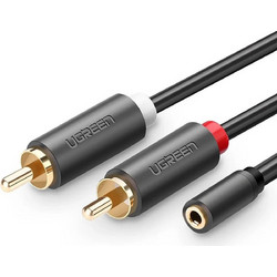 Ugreen AV102 10588 Audio Mini Jack Cable 3.5mm (female) - 2RCa (male) 1m - Gray - (10588-ugreen)