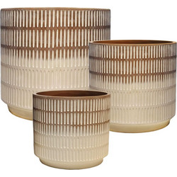 MarHome Σετ Κασπώ Μπεζ L:Φ30.5x30.5, M:Φ26x25.5, S:Φ20x20cm 3τμχ 06-20124
