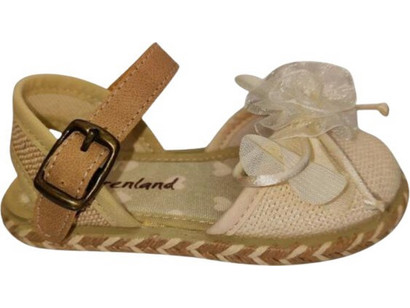 Πέδιλο εσπαντρίγια Childrenland μπεζ με πόρπη (9821-31 CRUDO)