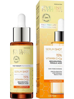 Eveline Shot 15% Vitamin C+Cg Illumination Αντιγηραντικό Serum Προσώπου για Λάμψη με Βιταμίνη C 30ml