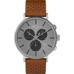 Timex Ανδρικό Ρολόι Χρονογράφος με Καφέ Δερμάτινο Λουράκι TW2R79900