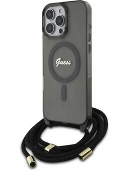 Guess Crossbody Cord Script MagSafe Θήκη Black (iPhone 16 Pro)