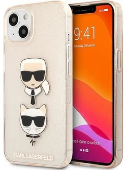 Karl Lagerfeld Glitter Karl's & Choupette Head Case Gold (iPhone 13 mini)