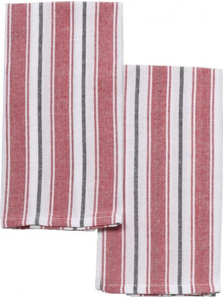Πετσέτες κουζίνας βαμβ./polyester ριγέ κόκκινη set2pcs 40x60cm