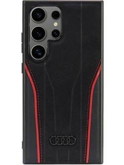 Audi Genuine Leather MagSafe S24 Ultra S928 black-red hardcase AU-TPUPCS24U-R8/D3-RD