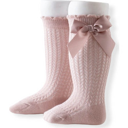 Baby Bow Ribbed Breatheble Midi Socks - Pink