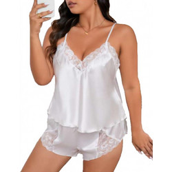 BABY DOLL ΣΑΤΕΝ BIG SIZE ΛΕΥΚΟ 10.001