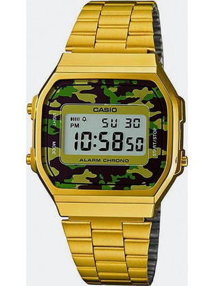 Casio Vintage Ψηφιακό Ανδρικό Ρολόι Χρονογράφος με Χρυσό Μεταλλικό Μπρασελέ A168WEGC-3EF
