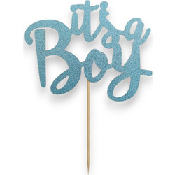 Cake Topper Χάρτινο glitter Γαλάζιο It's a boy