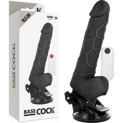 Basecock Realistic with Balls Ρεαλιστικός Δονητής για Ζευγάρια με Τηλεχειριστήριο 19.5cm Μαύρος