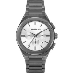 Trussardi T-Big Ανδρικό Ρολόι Χρονογράφος με Ασημί Μεταλλικό Μπρασελέ R2453156003