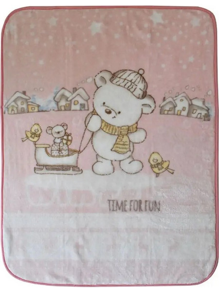 Homeline 2348 Κουβέρτα Κούνιας Βελουτέ Pink 100x120cm