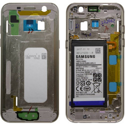 Μεσαίο Πλαίσιο Samsung SM-A320F Galaxy A3 (2017) με Μπαταρία και Πλήκτρα On/Off, Έντασης Χρυσαφί Original GH82-13667B - Samsung