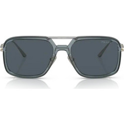 Prada PR57ZS 19F09T Ανδρικά Γυαλιά Ηλίου Aviator Κοκάλινα Μεταλλικά Ασημί με Μαύρο Polarized Φακό