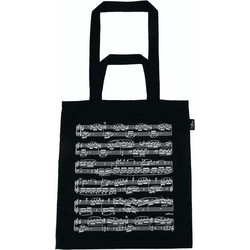 ΜUSIC GIFT Τσάντα Ώμου Για Ψώνια Notelines Black