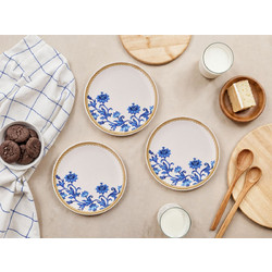 Dessert Plate Set (6 Pieces) Golden Blue Ivy Gold Blue White