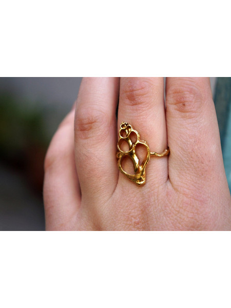 Nature-Inspired Ring: Genuine Sea Shell - Adjustable Gold Brass