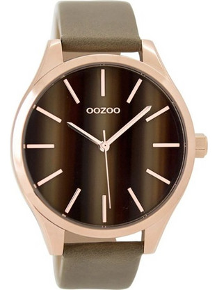 Oozoo Timepieces Γυναικείο Ρολόι με Καφέ Δερμάτινο Λουράκι C9501