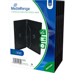 MediaRange DVD Case for 4 discs 14mm Black Pack 5 (MRBOX35-4)