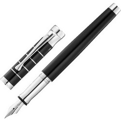 Waldmann Tango 0010 Χειροποίητη Πένα/ Fountain Pen μασίφ Sterling Silver 925 με βιδωτό καπάκι, και λάκα μαύρη