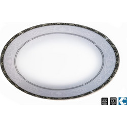 Πιατέλλα από Πορσελάνη 35cm Atlantis The Royal Λευκό-Γκρι Galifas 9701006 - Galifas