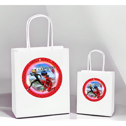 Άσπρη Τσάντα Δώρου Miraculous LadyBug Small 1τμχ (22 x 18 x 8 cm) | 5531121-100T, bal-5531121-100t-ladybug
