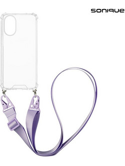 Sonique Armor Clear Θήκη Σιλικόνης με Strap (Oppo A38) Λιλά