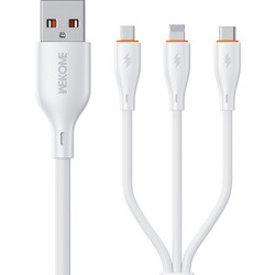 Καλώδιο WK 3-in-1 USB-A to USB-C / Lightning / Micro-USB 66W 1.2m White WDC-79