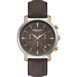Kenneth Cole Ανδρικό Ρολόι Χρονογράφος με Καφέ Δερμάτινο Λουράκι KC50775003