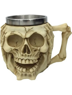 3D Κούπα Μπύρας από Ανοξείδωτο + Ρητίνη 450ml Μεσαιωνική Skull